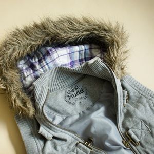 Fur faux hoodie vest